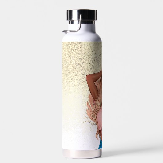 Valentines Imitate Glitzer Girl Tan Haar Braun Ros Trinkflasche (Rechts)