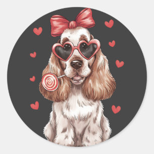 Valentine's Joy mit Cocker Spaniel Sweet Lollipop Runder Aufkleber