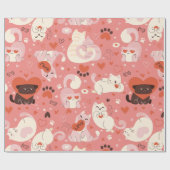 valentines Katzenherz niedliche Pfoten whimsisbeza Geschenkpapier (Flach)