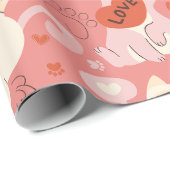 valentines Katzenherz niedliche Pfoten whimsisbeza Geschenkpapier (Rolleneckpunkt)