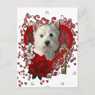 Valentines - Key to My Heart West Highland Terrier Feiertagspostkarte