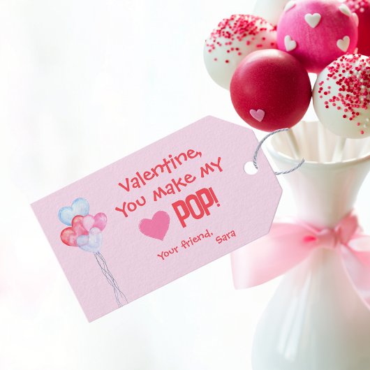 Valentine's Klasse "Du machst meinen Herz-Pop!" Geschenkanhänger