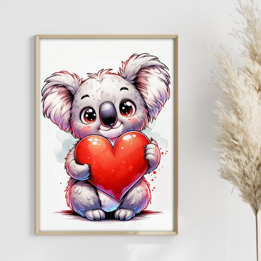 Valentines Koala Niedliches Koala Herz individuell Poster