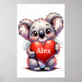 Valentines Koala Niedliches Koala Herz individuell Poster (Vorne)