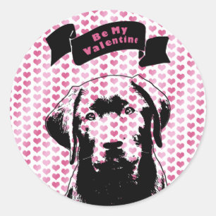 Valentines - Labrador-Silhouette Runder Aufkleber