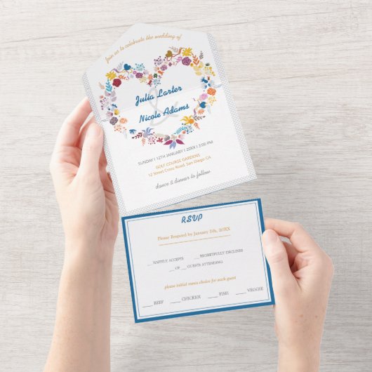 Valentines Liebe Blume Bloom Wedding All In One Einladung (Abreißen)