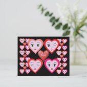 Valentines Liebe Candy Hearts and Faces Postkarte (Stehend Vorderseite)