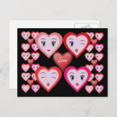 Valentines Liebe Candy Hearts and Faces Postkarte (Vorne/Hinten)