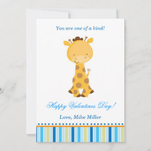 Valentines Liebe Day Kids Giraffe Blue Card Feiertagskarte