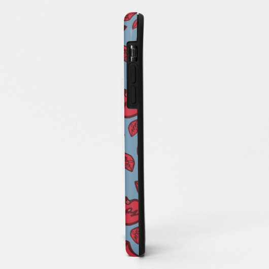 Valentine's Lips Blau und Rot Muster Case-Mate iPhone Hülle (Hinten/Links)