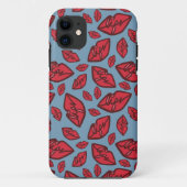 Valentine's Lips Blau und Rot Muster Case-Mate iPhone Hülle (Rückseite)