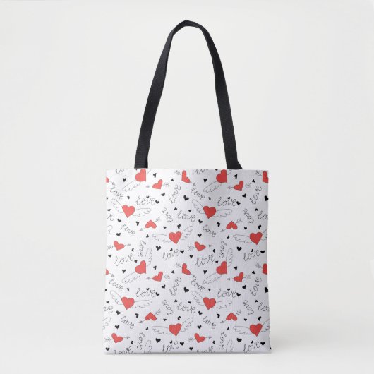 Valentines love bird red heart pattern tasche (Vorderseite)