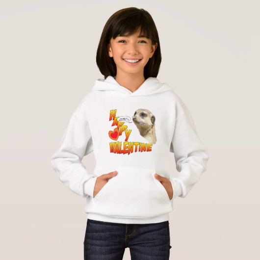 Valentines Meerkat Girls Pullover Hoodie (Vorne ganz)