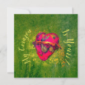 Valentines Mexicanisches Vintages Rotes Herz W/ Gr Karte (Vorderseite)