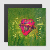 Valentines Mexicanisches Vintages Rotes Herz W/ Gr Magnetkarte (Vorne/Hinten)