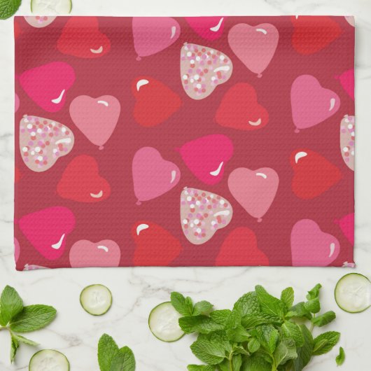 Valentines Mini Herd Balloons Rotes Rosa Handtuch (Gefaltet)