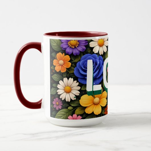 Valentine's Mug Floral Design Pattern Love Text Tasse (Links)