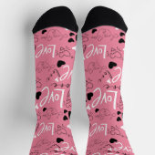 Valentines Muster Liebe Typografie Herzen Socken (Oben)