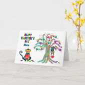 Valentine's Niece Kids Monkey Heart Tree Card Karte (Gelbe Blume)