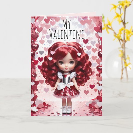 Valentines Niedlich Doll Valentines Karte (Gelbe Blume)