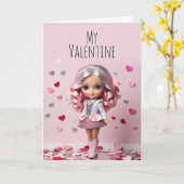 Valentines Niedlich Doll Valentines Karte (Gelbe Blume)