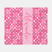 Valentines Niedlich rosa Herz und Blume Muster Nam Fleecedecke (Vorderseite (Horizontal))