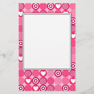Valentines Niedliches rosa Herz- und Blume Dots Mu Briefpapier