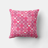 Valentines Niedliches rosa Herz- und Blume Dots Mu Kissen (Rückseite)