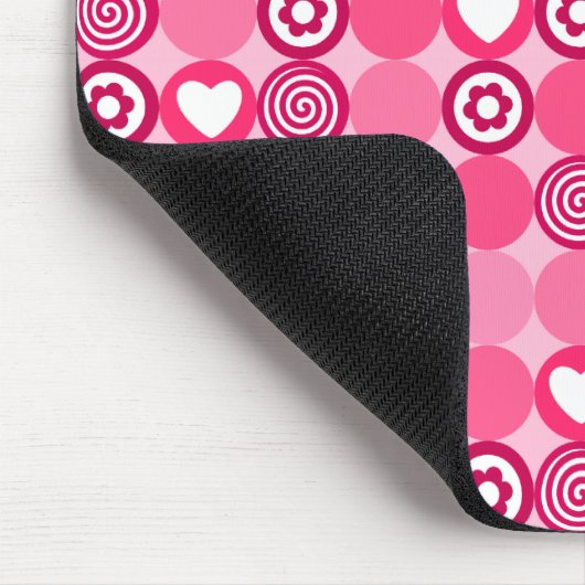 Valentines Niedliches rosa Herz- und Blume Dots Mu Mousepad (Ecke)