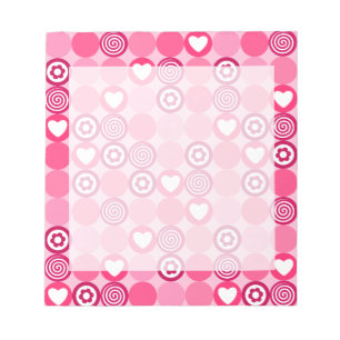 Valentines Niedliches rosa Herz- und Blume Dots Mu Notizblock