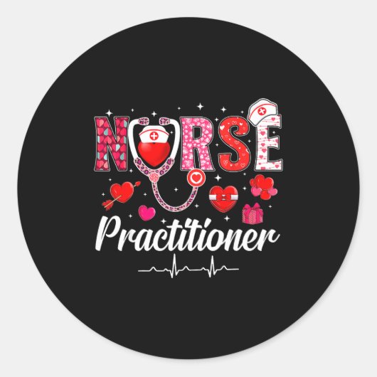 Valentines Nurse Practitioner Scrubs Nurse Life St Runder Aufkleber (Vorderseite)