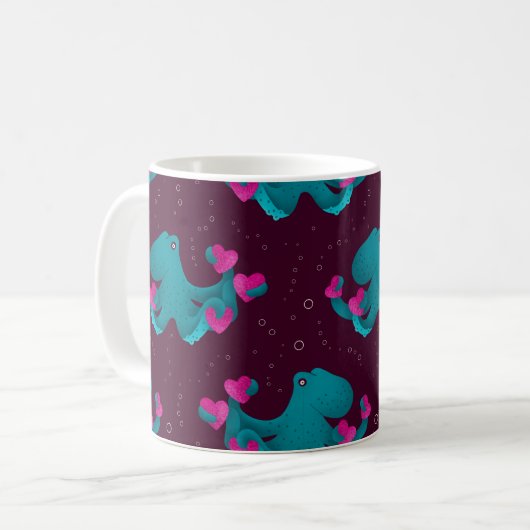 Valentine's Octopus and Hearts Kaffeetasse (Vorderseite Links)