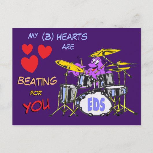 Valentines Octopus Cartoon 3 Herzen Postkarte (Vorderseite)