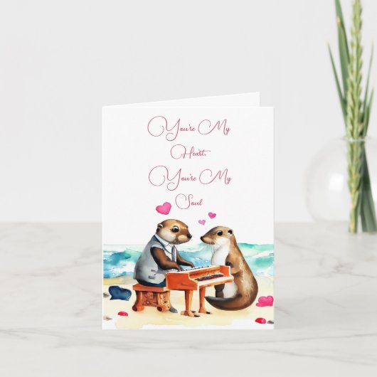 Valentines Otters Grußkarte (Vorderseite)