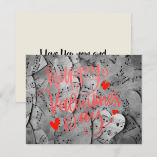 Valentine's - Paper Heart Red Pink Script Custom Mitteilungskarte