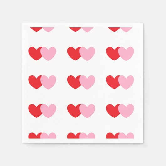Valentines Party Napkins mit rosa und rotem Herzen Serviette (Vorderseite)