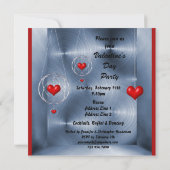 Valentine's Party Red Hearts & Pink Martini Einladung (Rückseite)