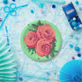 Valentines Party Teller mit rosa Rosen auf grün (Party)