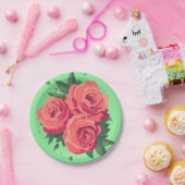 Valentines Party Teller mit rosa Rosen auf grün (Party)