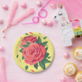 Valentines Party Teller rosa Rosen auf gelb (Party)