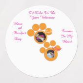 Valentine's Pawprint Cat Photo Etiketten (Design 2)