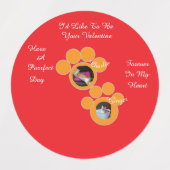 Valentine's Pawprint Cat Photo Etiketten (Design 1)