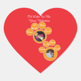 Valentine's Pawprint Cat Photo Herz-Aufkleber