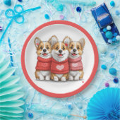 Valentines Pembroke Welsh Corgi Dogs Pappteller (Party)