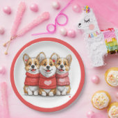 Valentines Pembroke Welsh Corgi Dogs Pappteller (Party)