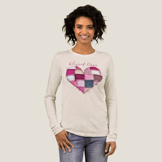 Valentine's Personalized Patchwork Heart Tri-Blend Shirt (Volle Vorderseite)