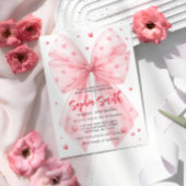 Valentines Pink Bow Hearts Baby Dusche Einladung
