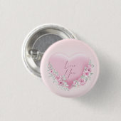 Valentines Pink Heart Button (Vorne & Hinten)