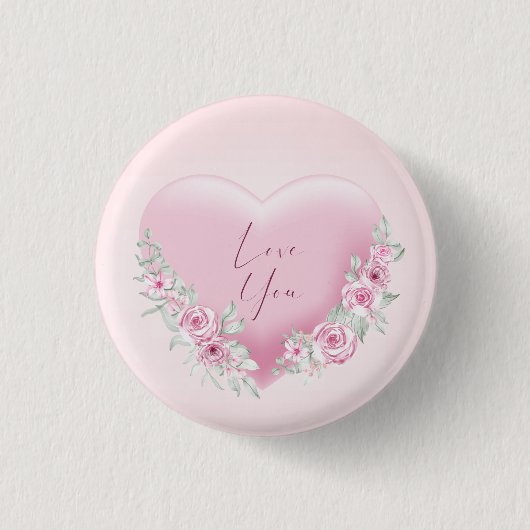 Valentines Pink Heart Button (Vorderseite)
