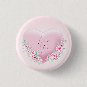 Valentines Pink Heart Button